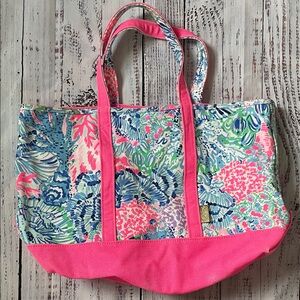 Lilly Pulitzer Mercato Vibrant Floral Pink/Blue Tote Bag